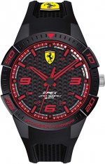 Seiko Ferrari Men's Apex Quartz Watch with Silicone Strap, Black, 18 (Model: 0830747)
