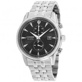 Citizen Men's CA7000-55E Corso Eco-Drive Black Dial Steel Bracelet Chronograph Watch