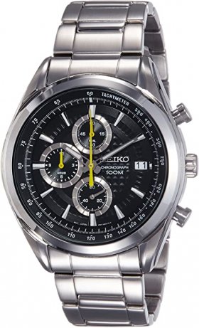 Seiko SSB175P1,Men's Chronograph,Stainless Steel Case & Bracelet,Black Dial,100m WR,SSB175