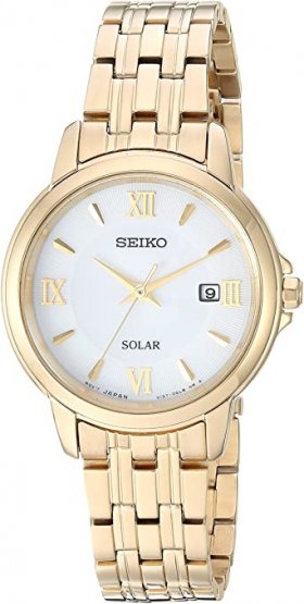 Seiko Women's Ladies Dress Japanese-Quartz Watch with Stainless-Steel Strap, Gold, 11.9 (Model: SUT350)