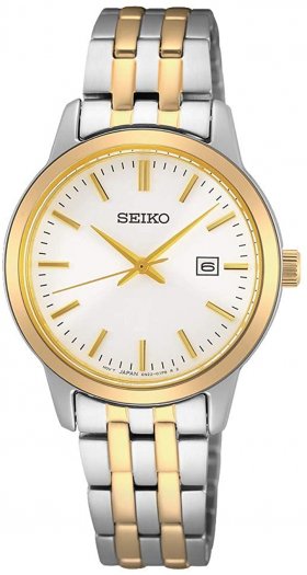 Seiko Classic Quartz White Dial Two-Tone Ladies Watch SUR410