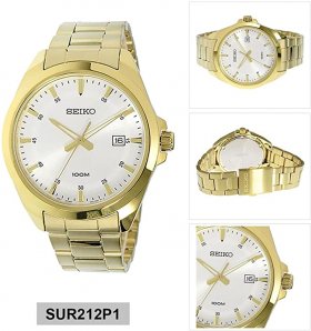 Seiko Seiko -Quartz Gents Gold Plated Bracelet Watch