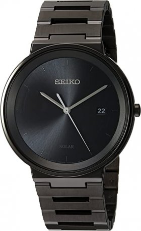 Seiko Men's Dress Japanese-Quartz Watch with Stainless-Steel Strap, Black, 20 (Model: SNE481)