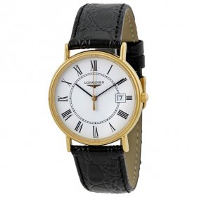 Longines La Grande Classique Presence White Dial Black Leather Mens Watch L47202112