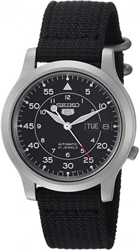 Seiko Men's SNK809 5 Automatic Stainless Steel Watch with Black Canvas Strap