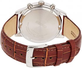 Seiko Men's SNDC31 Classic Stainless Steel Chronograph Watch with Brown Leather Band