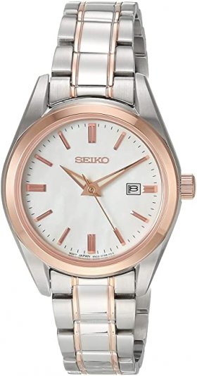 Seiko Women's Essentials Japanese Quartz With Steel Two Tone Strap, Silver/Rose Gold (Model: SUR634)