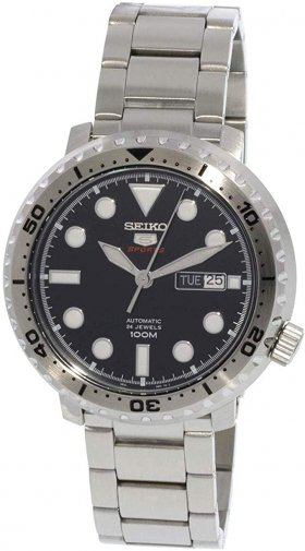 Seiko 5 Sports 100m Automatic 'Bottle Cap' Steel Watch SRPC61K1