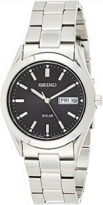 Seiko Men's Analogue Solar Powered Watch with Stainless Steel Strap SNE039P1