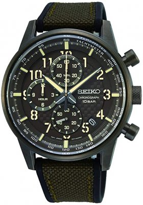 Seiko Men's Chronograph Watch with Canvas Strap SSB371P1