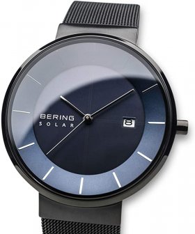 Seiko BERING Time | Men's Slim Watch 14639-227 | 39MM Case | Solar Collection | Stainless Steel Strap | Scratch-Resistant Sapphire Crystal | Minimalistic - Designed in Denmark