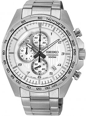 Seiko SSB317P1 Men's White Dial Stainless Steel Chrono Watch