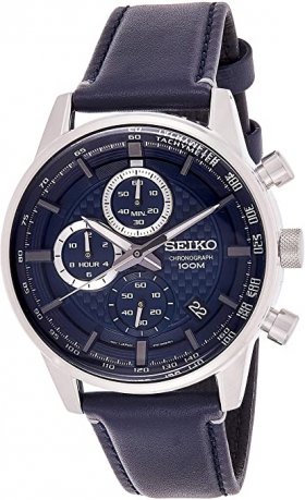 Seiko Unisex Adult Chronograph Quartz Watch with Leather Strap SSB333P1