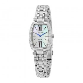 Seiko Women's Solar Diamond Tressia - Mother of Pearl Dial - Stainless Steel