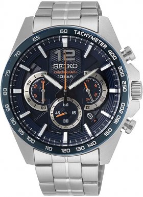 Seiko Chronograph Men's Watch Stainless Steel with Metal Strap