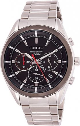 Seiko Black Dial Stainless Steel Mens Watch SSB089