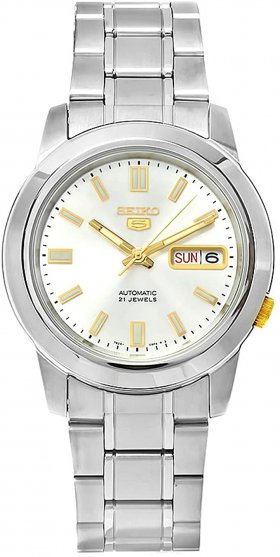 Seiko Men's SNKK09K1S Stainless-Steel Analog with White Dial Watch