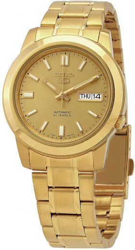 Seiko 5 Automatic Gold Dial Yellow Gold-Tone Men's Watch SNKK20K1