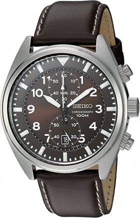 Seiko Men's SNN241 Stainless Steel Watch with Brown Leather Band