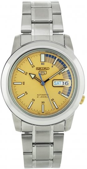 Seiko Men's SNKK29 Stainless Steel Analog with Gold Dial Watch