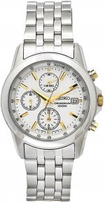 Seiko Men's SNDC11P1 Chronograph Silver Dial Stainless Steel Watch