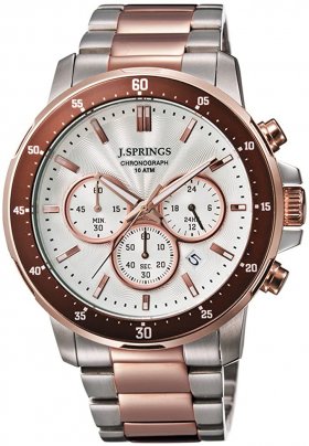 Seiko J.Springs Men's International Chronograph Sports Watch Silver/Rose Gold #BFC003