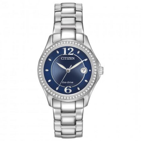 CITIZEN Women's FE114086L Silhouette Watch - Blue Dial Stainless Steel Case Eco drive Movement