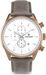 Seiko Vincero Luxury Men's Chrono S Wrist Watch - Top Grain Italian Leather Watch Band - 43mm Chronograph Watch - Japanese Quartz Movement