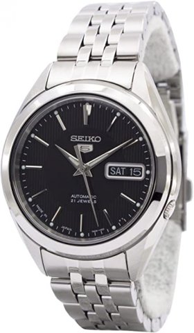 Seiko 5 Black Dial Stainless Steel Men's Watch SNKL23J1