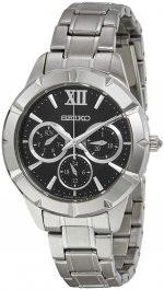 Seiko Black Dial Stainless Steel Mens Watch SKY689P1 by Watches