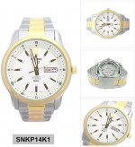 Seiko 5 SNKP14 Men's 2 Tone Stainless Steel White Dial 50M WR Day Date Automatic Watch