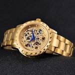 Seiko BERNY Mens Watch,Skeleton Automatic Gold Watches for Men,Stainless Steel Waterproof Self Winding Men's Wrist Watches