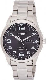 Seiko Men's Year-Round Solar Powered Watch with Stainless Steel Strap, Grey, 22 (Model: SNE471P1)