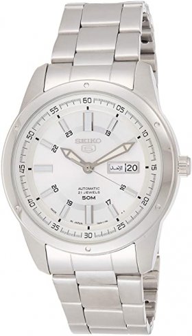 Seiko 5 SNKN09 J1 Silver Face Automatic Men's Analog Watch