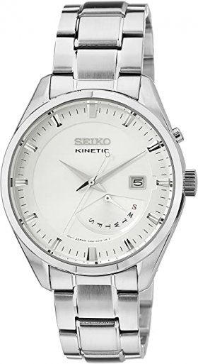 Seiko SRN043P1 Men's Automatic Watch Analogue Watch-White Face-Grey Steel Bracelet