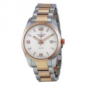 Longines Men's Rose Gold Bracelet & Case Automatic Silver-Tone Dial Analog Watch L27855767