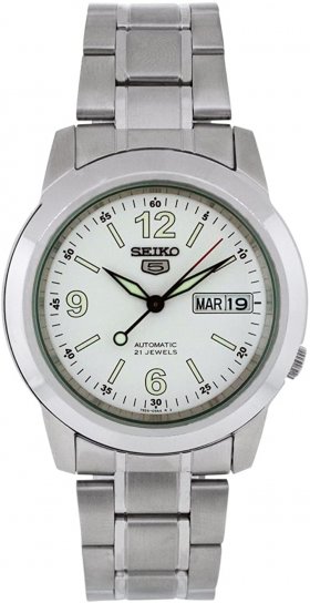 Seiko Men's SNKE57 Stainless Steel Analog with White Dial Watch