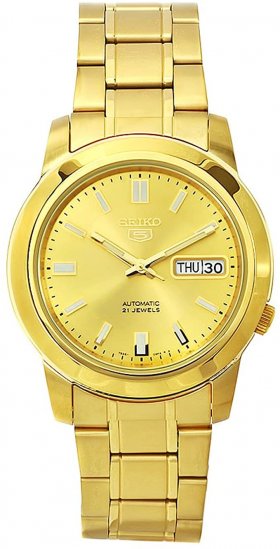 Seiko Men's SNKK20K1S Stainless-Steel Analog with Gold Dial Watch