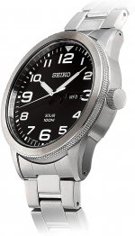 Seiko Men's Year-Round Solar Powered Watch with Stainless Steel Strap, Grey, 22 (Model: SNE471P1)