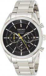 Seiko Chronograph Black Dial Stainless Steel Mens Watch SSB087