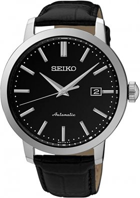 Seiko Classic Automatic Black Dial Black Leather Men's Watch SRPA27