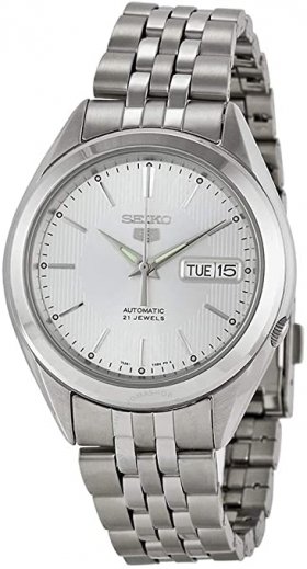 Seiko 5 SNKL15 Men's Stainless Steel Silver Dial Self Winding Automatic Watch