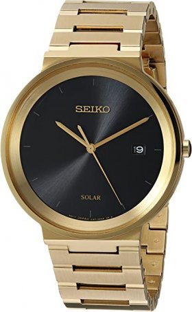 Seiko Men's Dress Japanese-Quartz Watch with Stainless-Steel Strap, Gold, 20 (Model: SNE482)