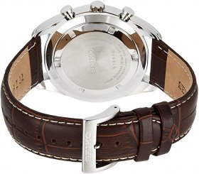 Seiko Chronograph White Dial Stainless Steel Brown Leather Mens Watch SSB095