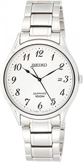 Seiko Men's SGEH73 Silver Stainless-Steel Japanese Quartz Dress Watch