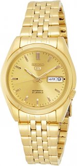 Seiko Men's SNK366K 5 Automatic Gold Dial Gold-Tone Stainless Steel Watch