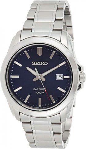 Seiko Quartz Sapphire Blue Dial Stainless Steel Mens Watch SGEH47