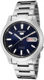 Seiko Unisex 5 Sports 37mm Steel Bracelet & Case Hardlex Crystal Automatic Blue Dial Analog Watch SNK793K1