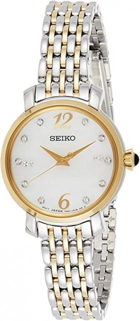 Seiko Women's 28mm Two Tone Steel Bracelet Steel Case Hardlex Crystal Quartz White Dial Watch SRZ522P1