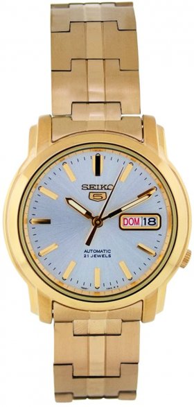 Seiko Men's SNKK74 Gold Plated Stainless Steel Analog with Silver Dial Watch